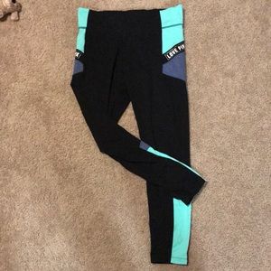 Black PINK leggings with blue and turquoise